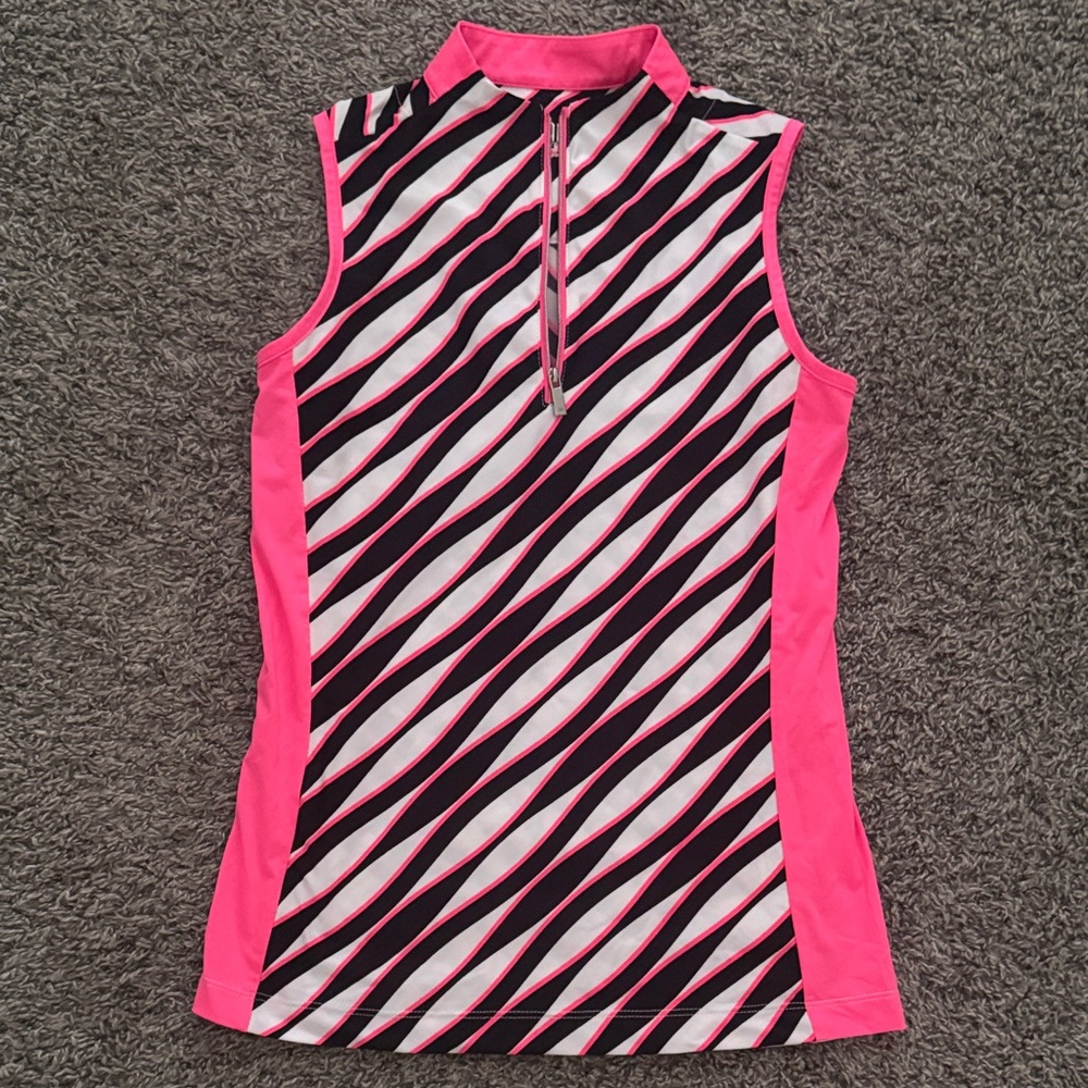 Tail Pink and Black Wave Pattern Tank Top